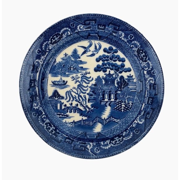 EB & JEL Plate Asiatic Pheasants Flow Flo Blue Porcelain England Antique PL3 - Picture 1 of 10